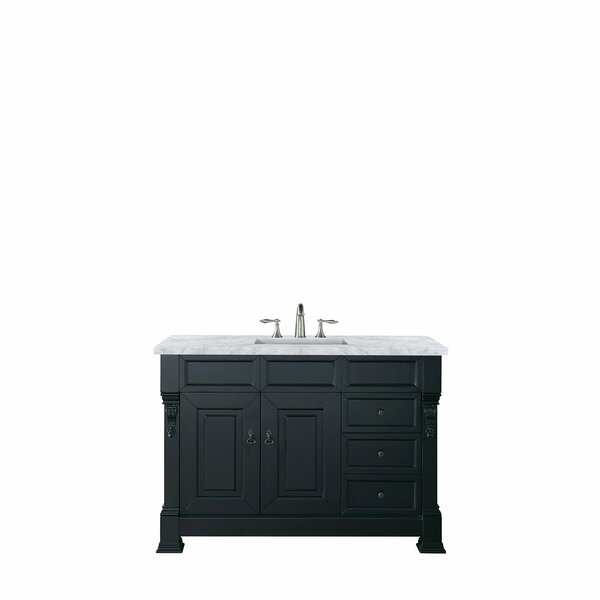 James Martin Vanities Brookfield 48in Single Vanity, Antique Black w/ 3 CM Carrara Marble Top 147-114-5236-3CAR